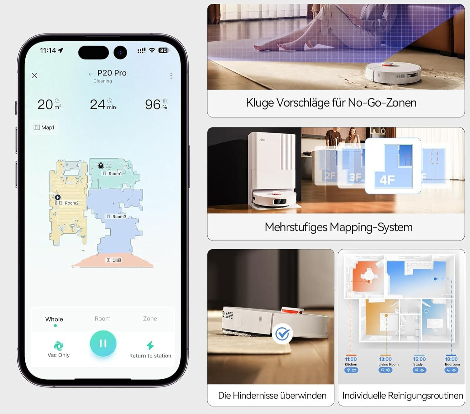 P20 Pro Reinigungsroboter mit Saug und Wischfunktion + Reinigungsstation