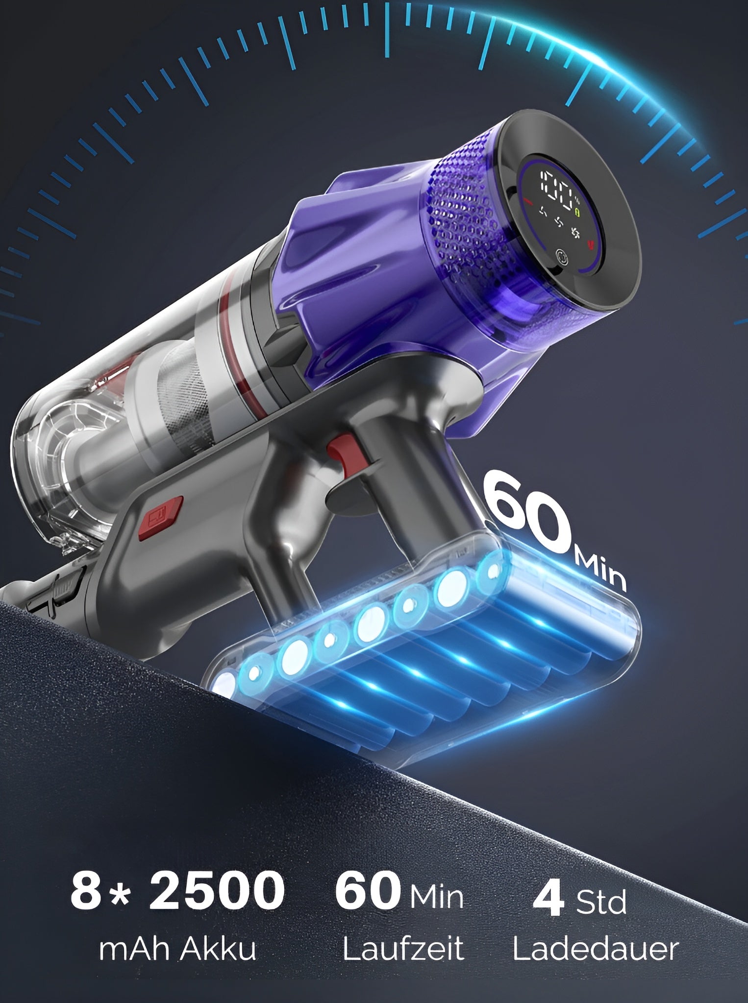 Akku Staubsauger mit Ladestation Beleuchtung und viel Zubehör PowerDust™ V7